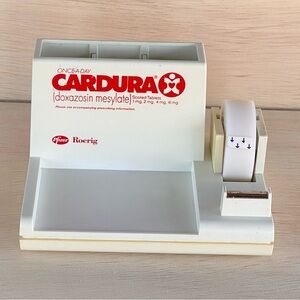 Vintage Cardura Pharmaceutical Drug Rep Desk Organizer with Tape Dispenser